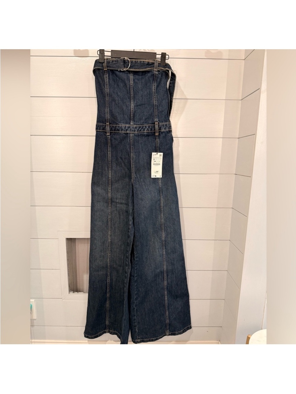 Zara Denim Belted Jumpsuit